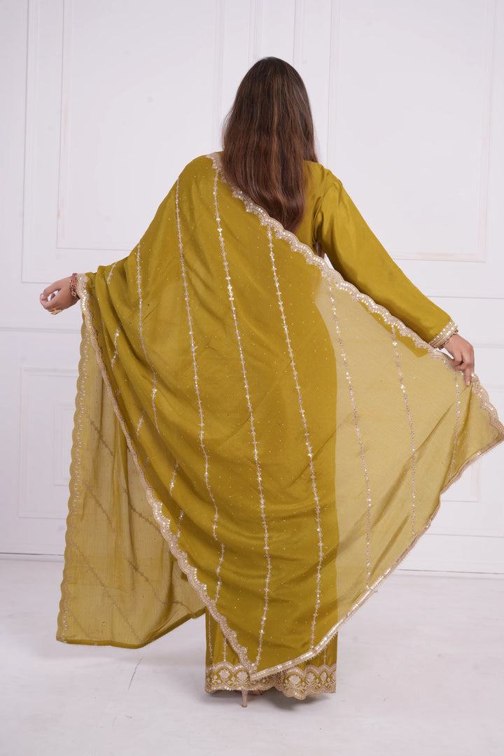 Women Ethnic motif and Zari embroidered Kurta With Sharara & Dupatta