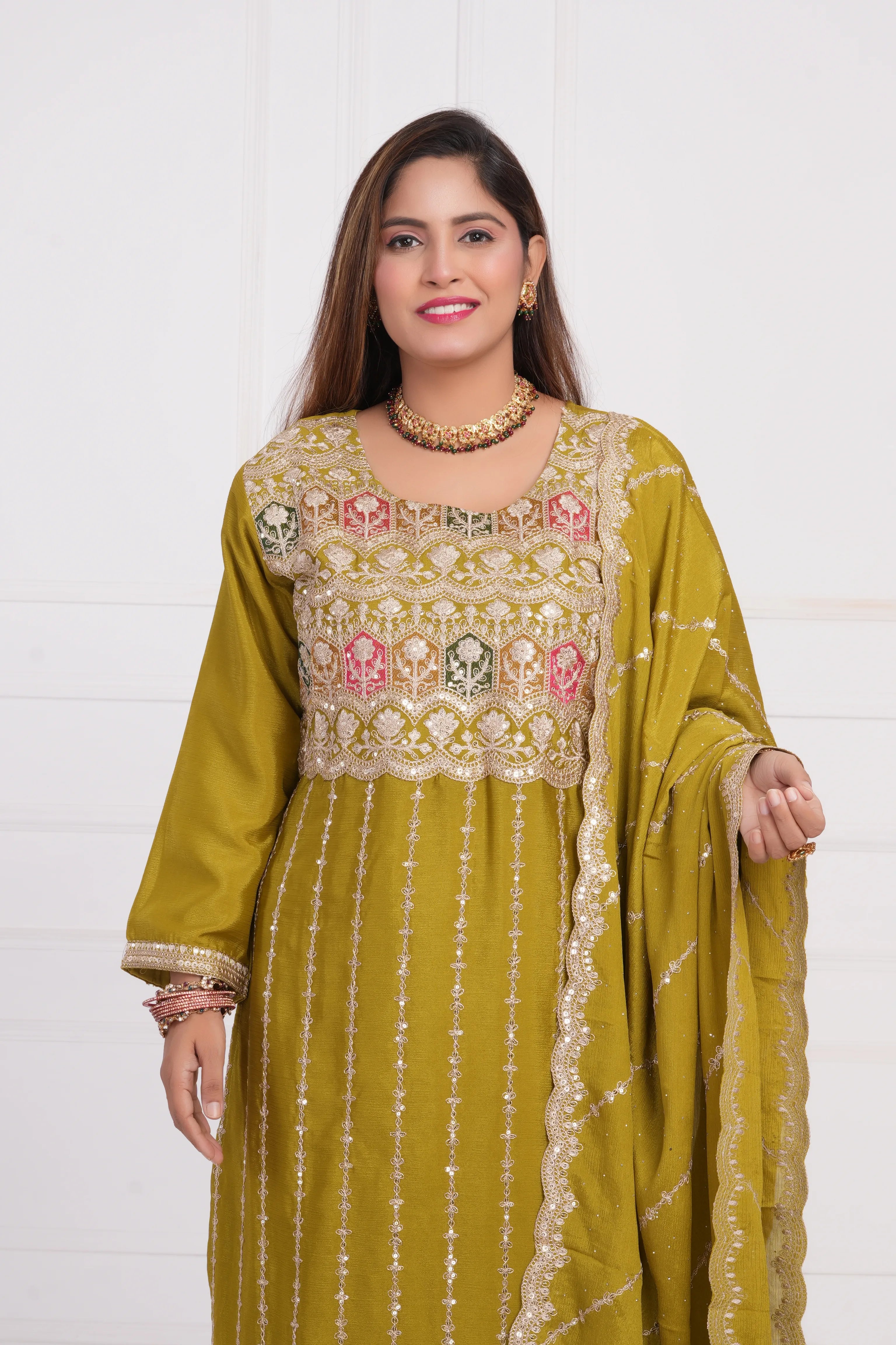 Women Ethnic motif and Zari embroidered Kurta With Sharara & Dupatta