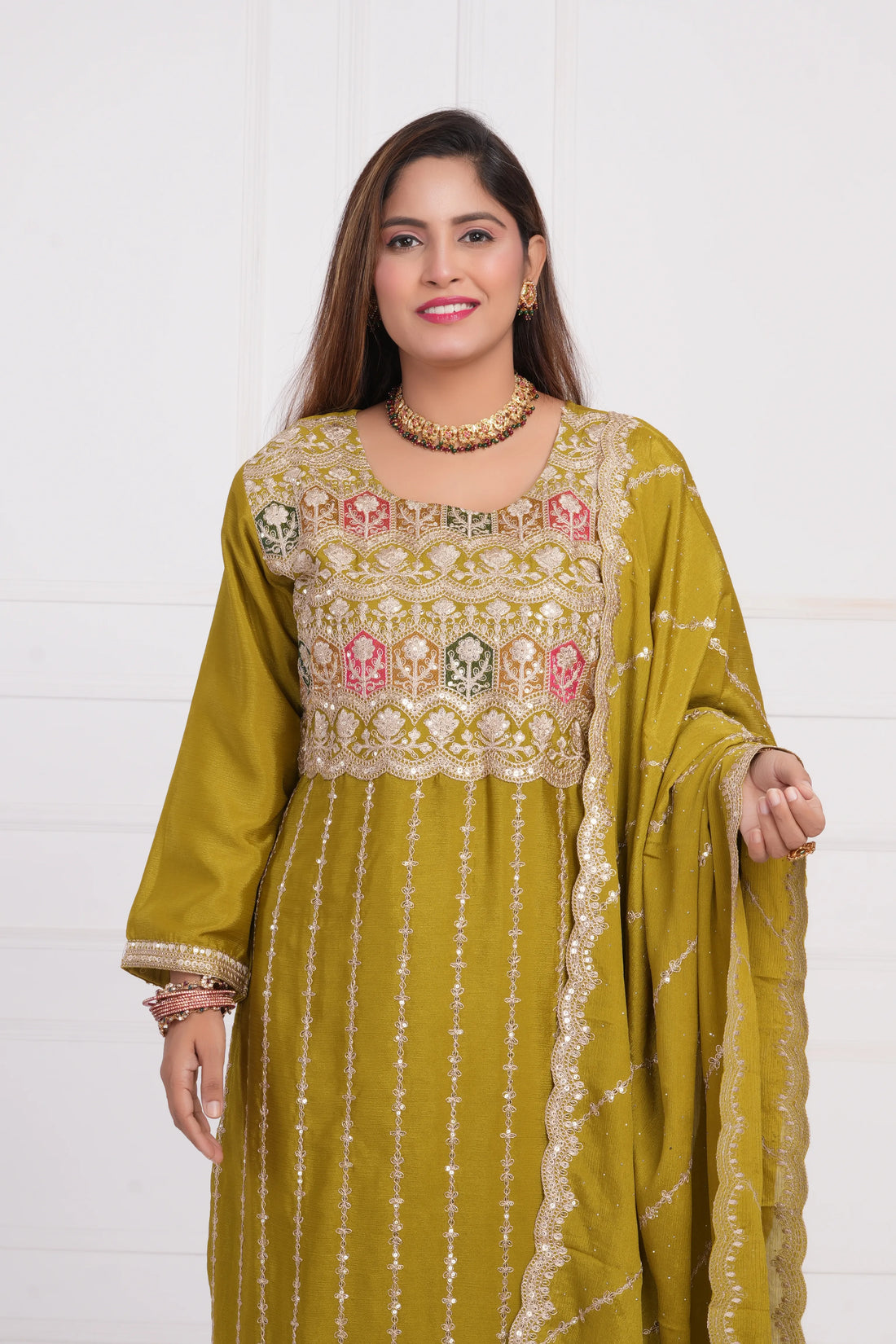 Women Ethnic motif and Zari embroidered Kurta With Sharara & Dupatta