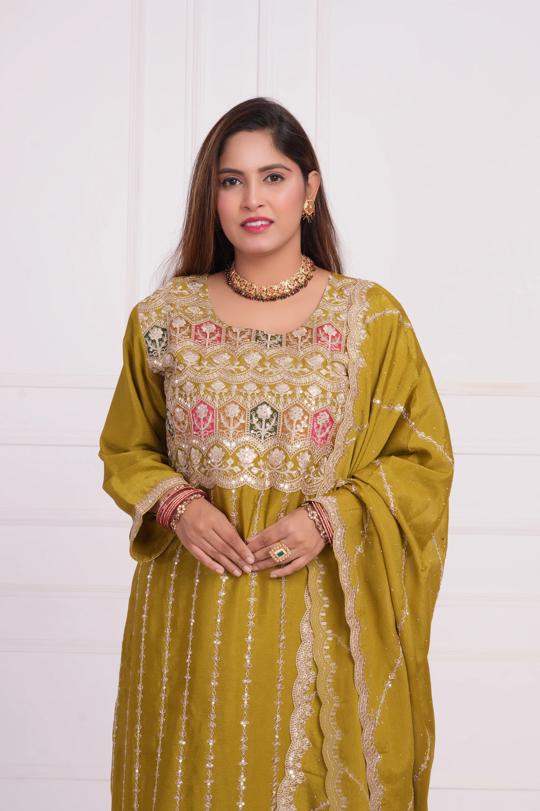 Women Ethnic motif and Zari embroidered Kurta With Sharara & Dupatta