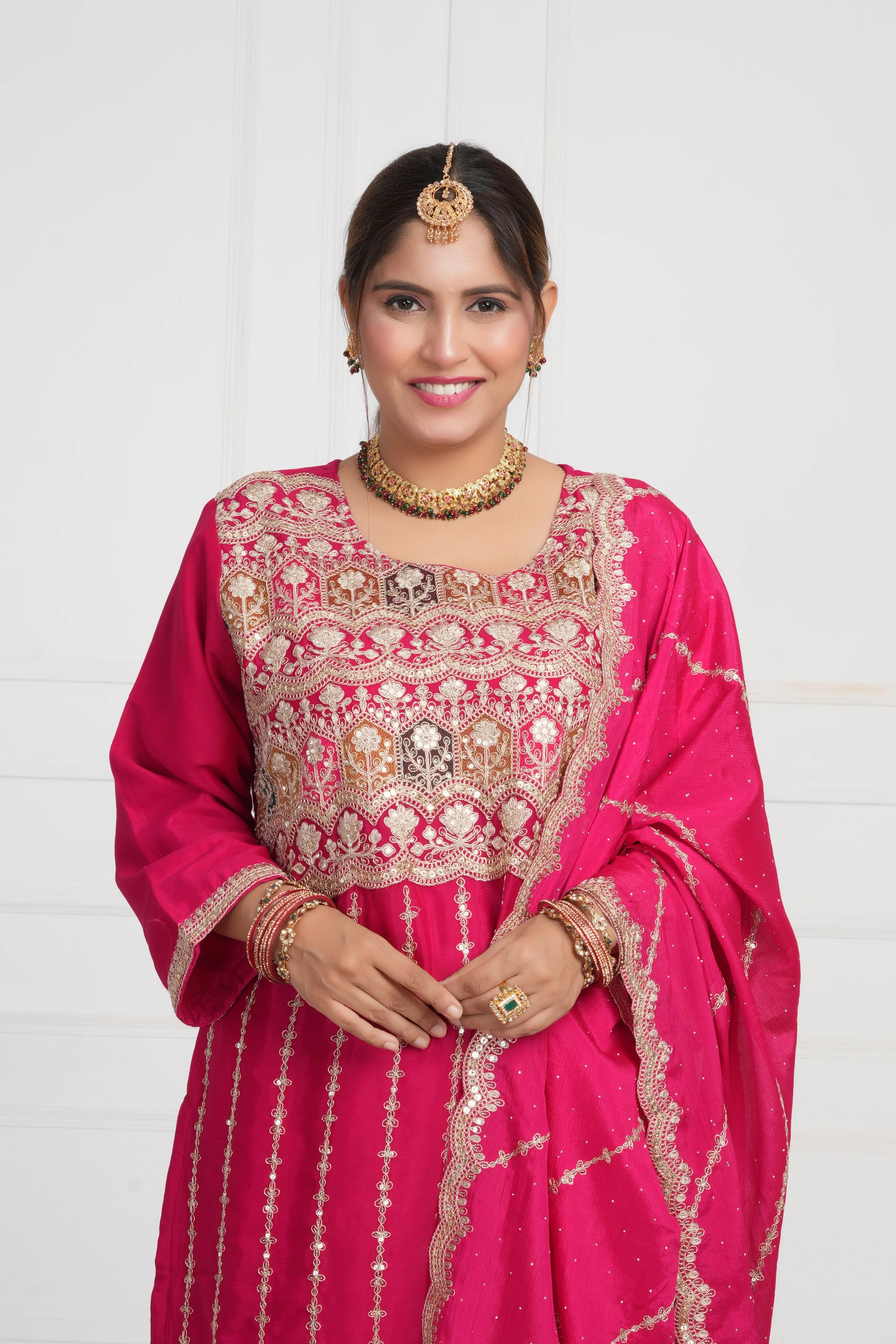 Women Ethnic motif and Zari embroidered Kurta With Sharara & Dupatta