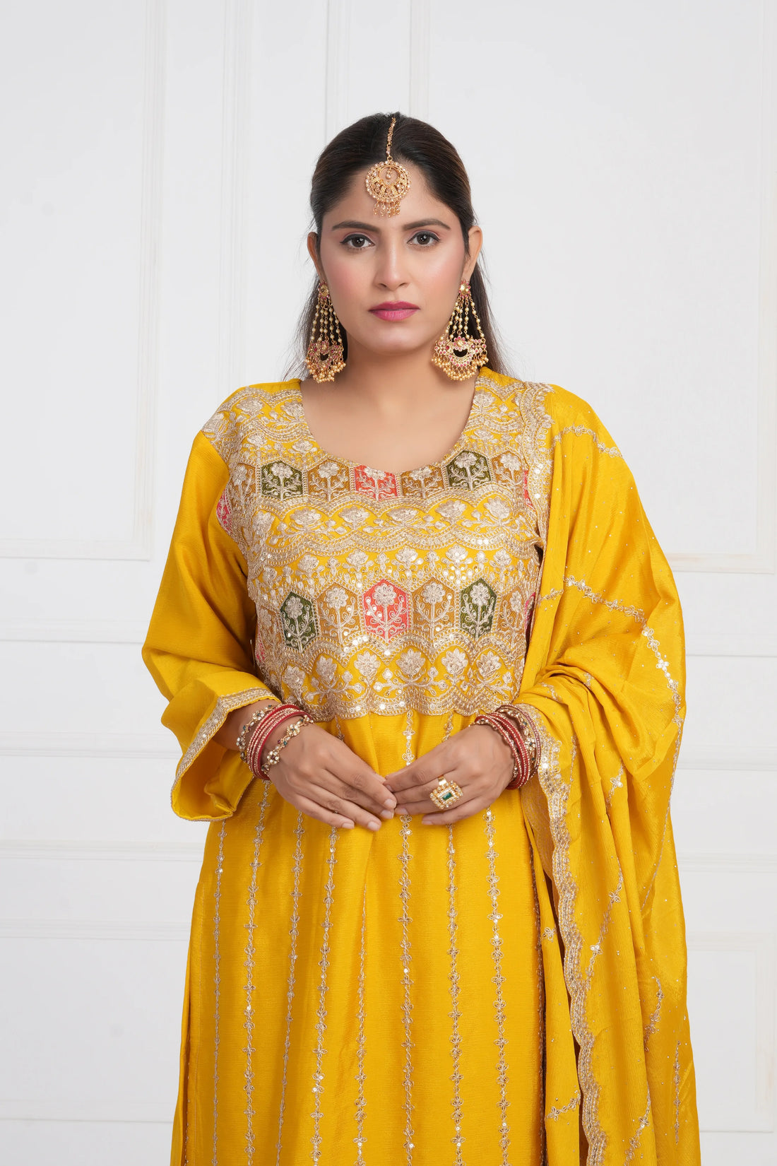Women Ethnic motif and Zari embroidered Kurta With Sharara & Dupatta