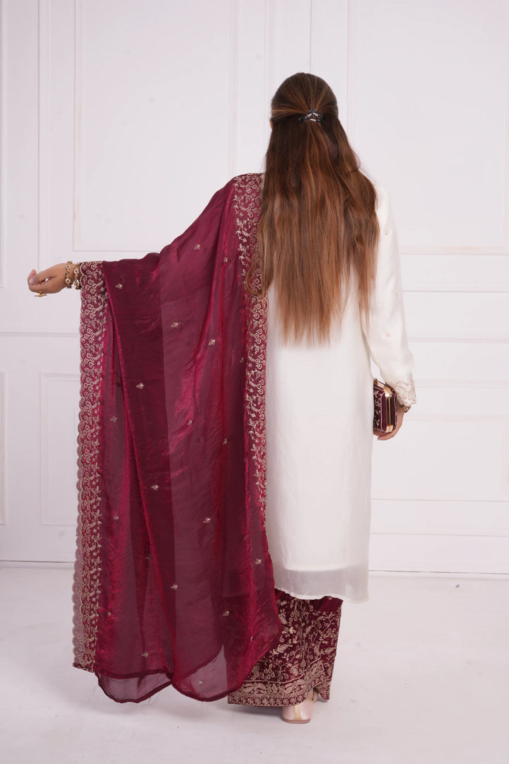 Women Ethnic motif and Zari embroidered Kurta With Sharara & Dupatta