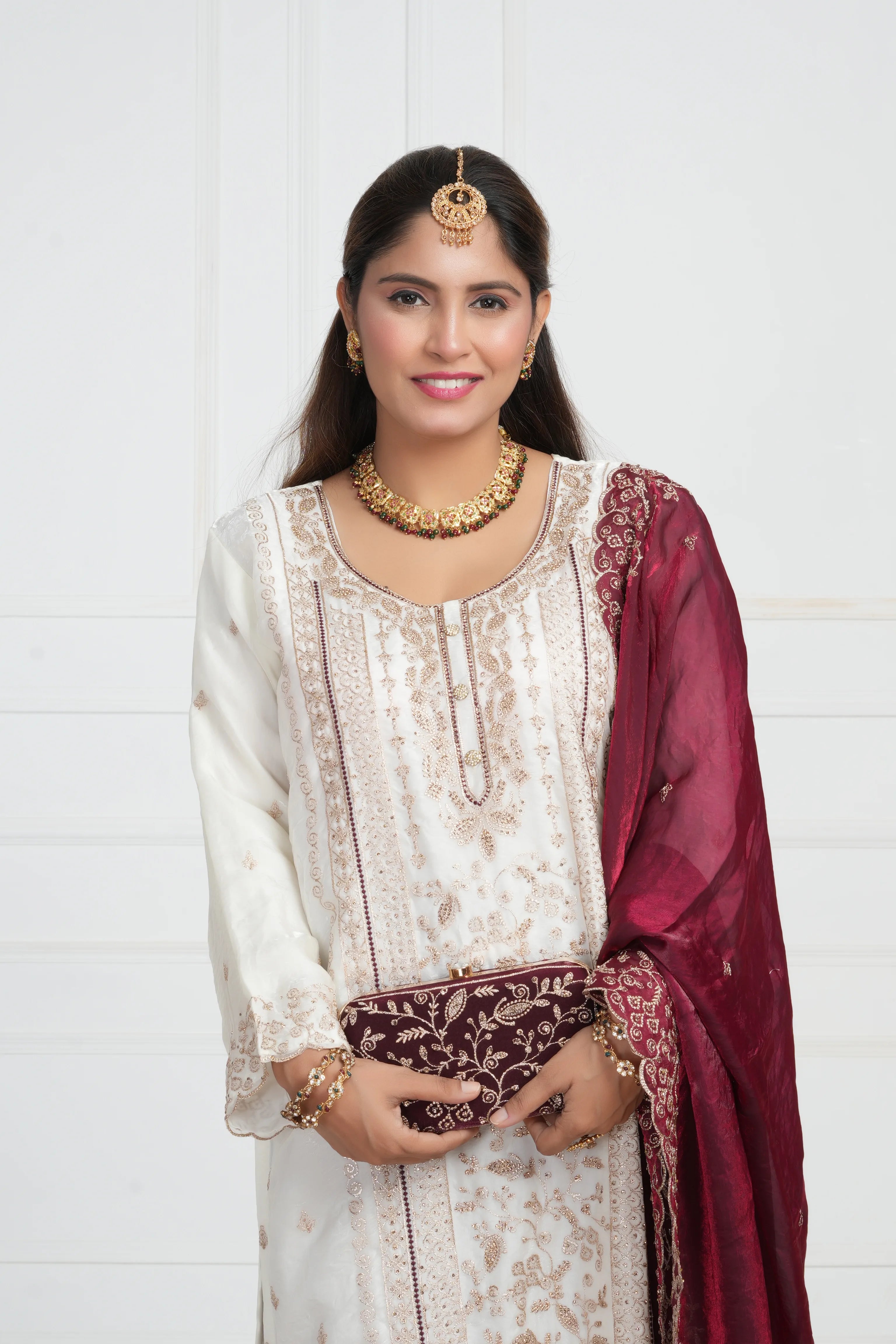 Women Ethnic motif and Zari embroidered Kurta With Sharara & Dupatta