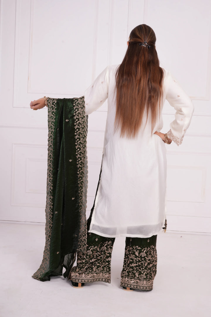 Women Ethnic motif and Zari embroidered Kurta With Sharara & Dupatta