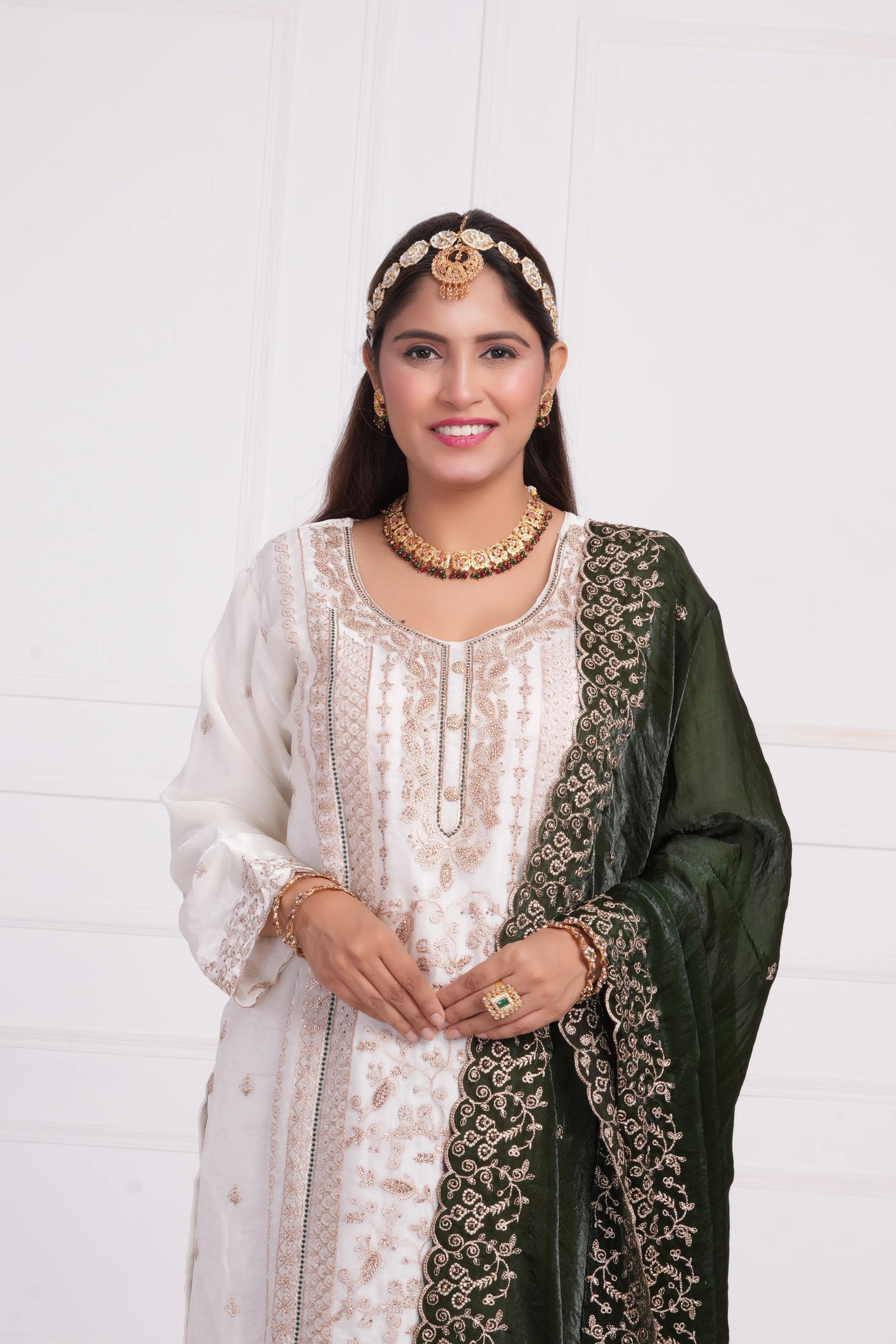 Women Ethnic motif and Zari embroidered Kurta With Sharara & Dupatta