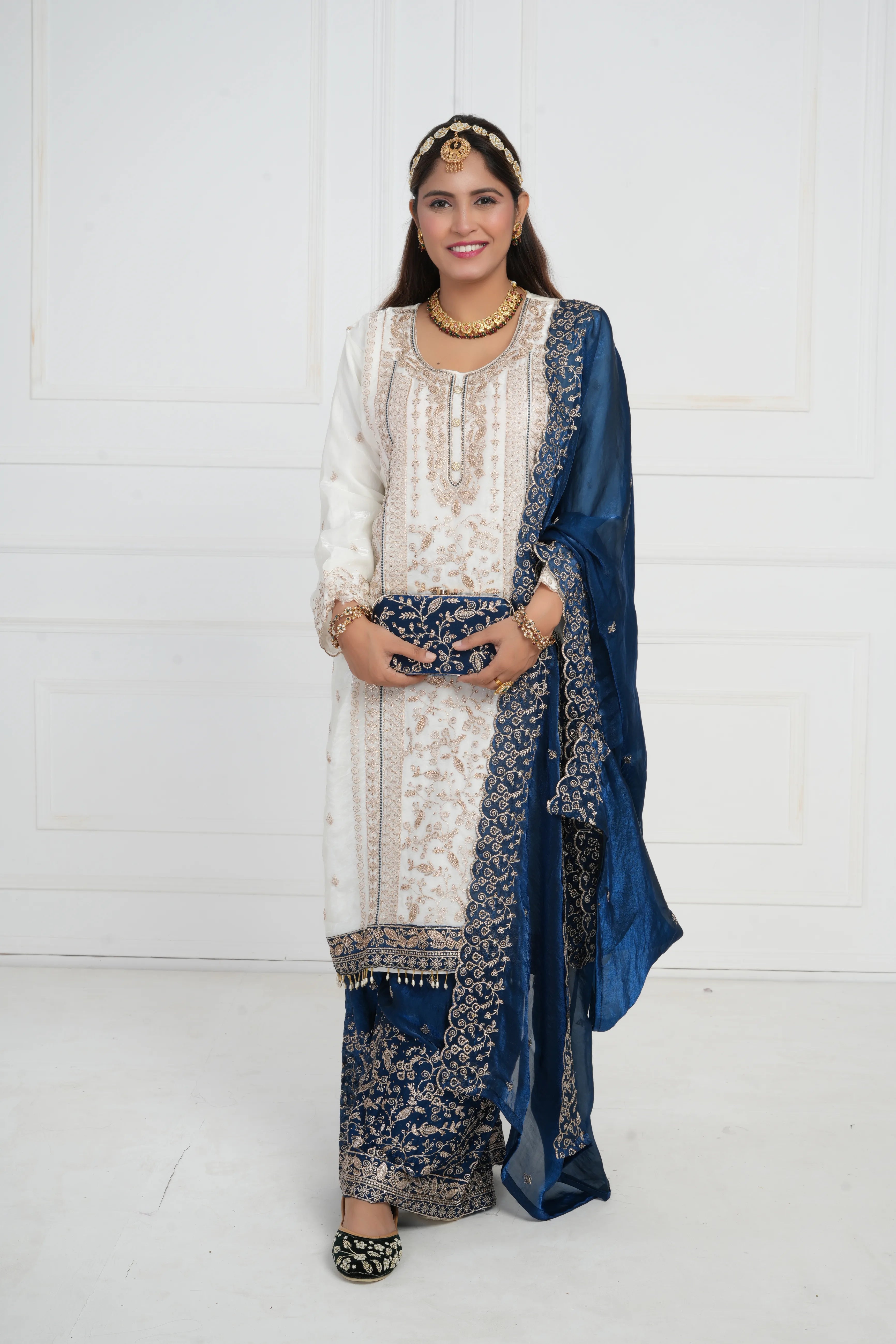 Women Ethnic motif and Zari embroidered Kurta With Sharara & Dupatta