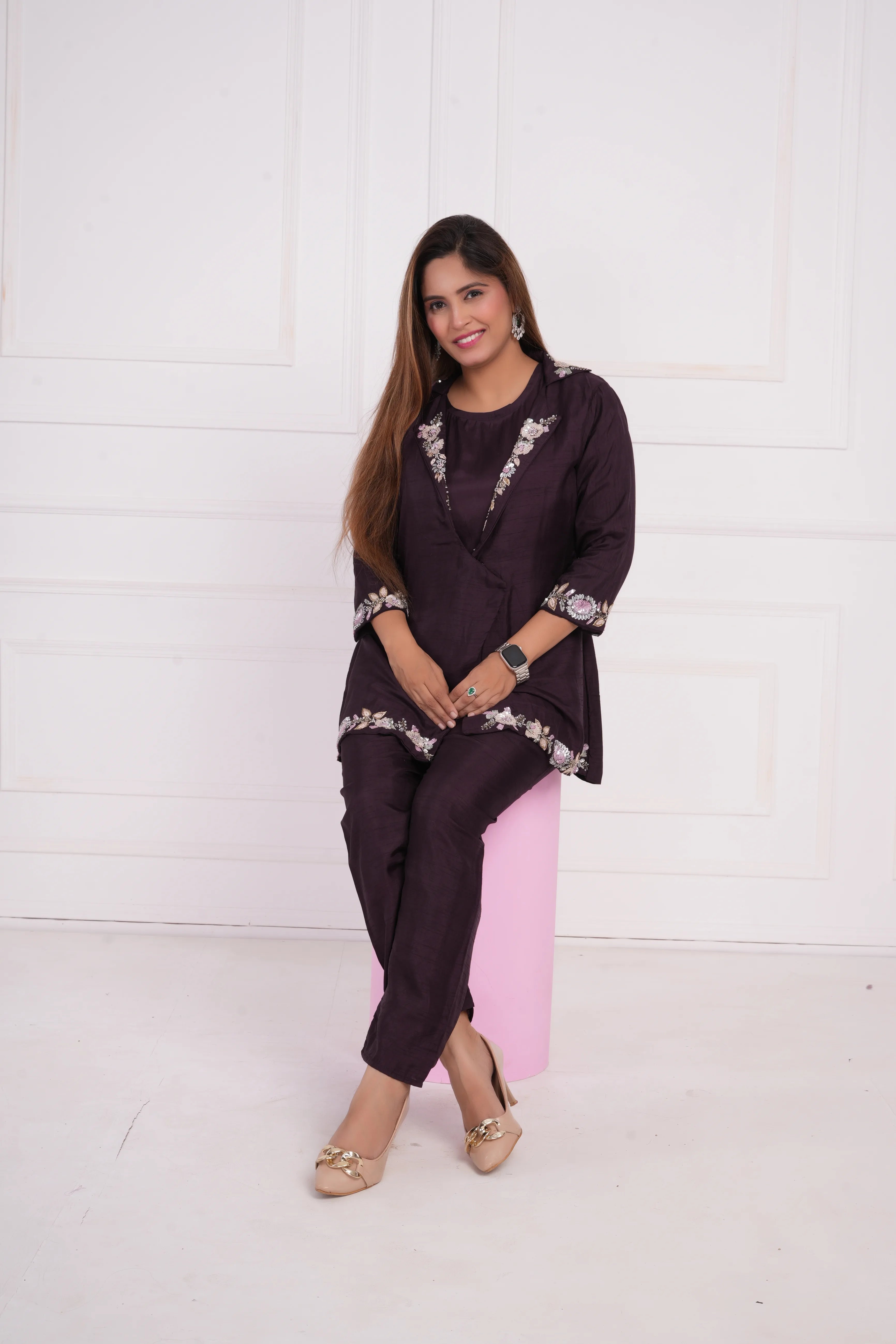 Women Ethnic Motifs and Zari Embroidered Raw Silk Kurta with Salwar & Dupatta