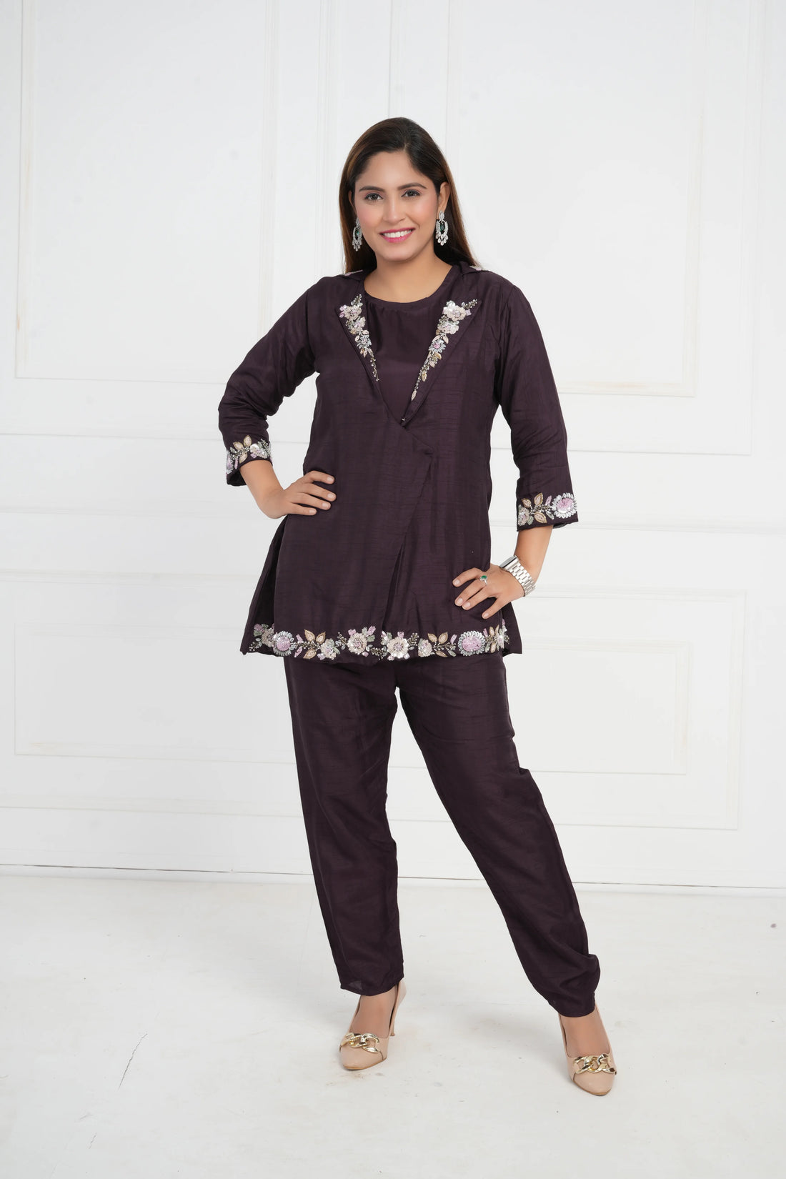 Women Ethnic Motifs and Zari Embroidered Raw Silk Kurta with Salwar & Dupatta