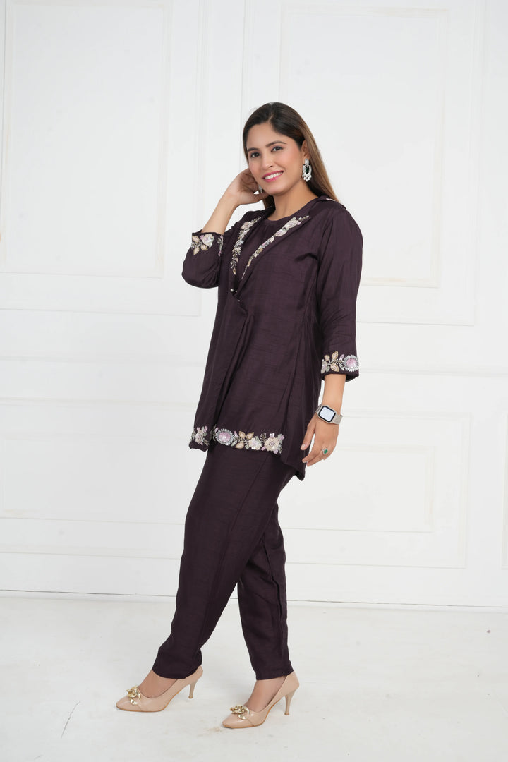 Women Ethnic Motifs and Zari Embroidered Raw Silk Kurta with Salwar & Dupatta
