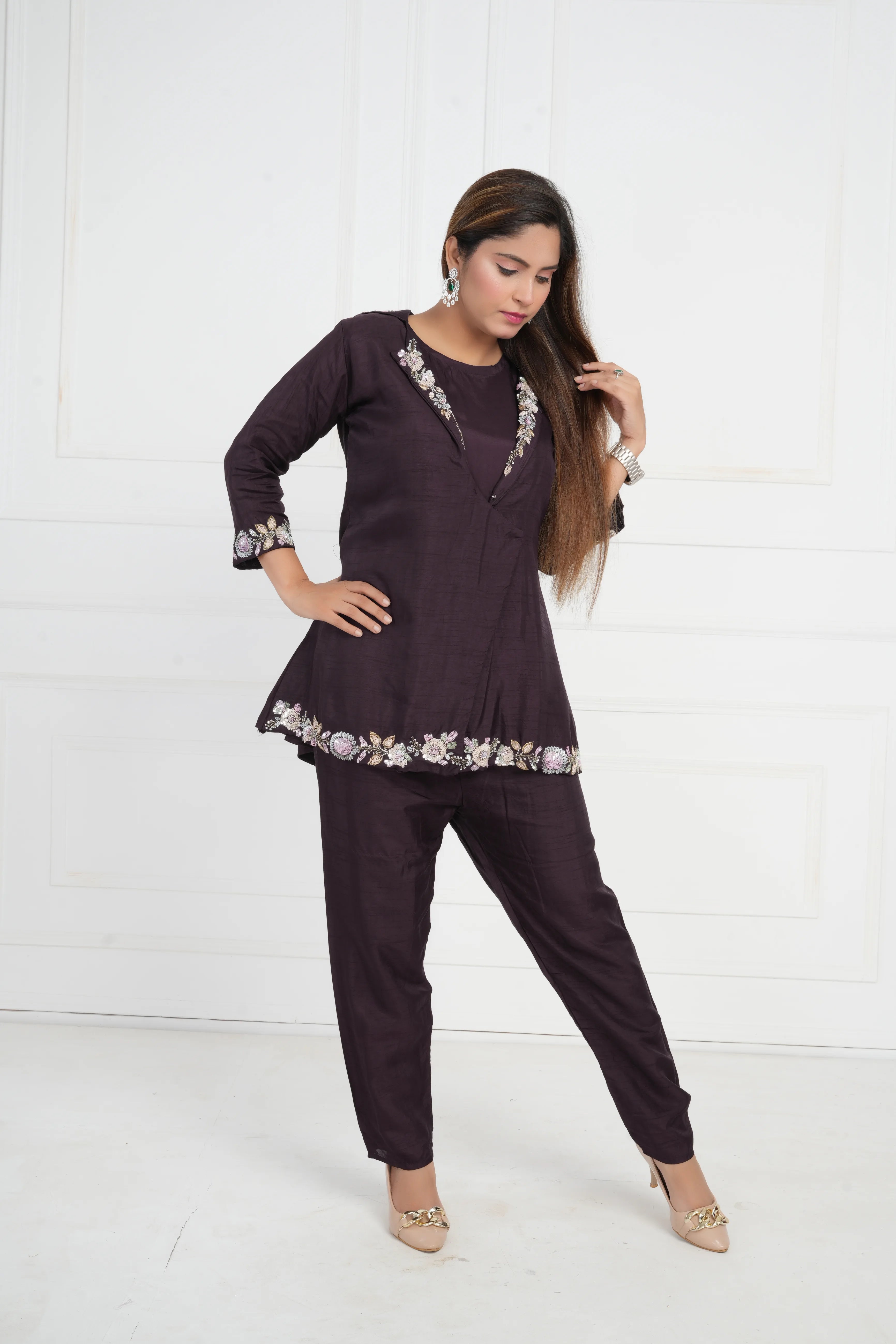 Women Ethnic Motifs and Zari Embroidered Raw Silk Kurta with Salwar & Dupatta