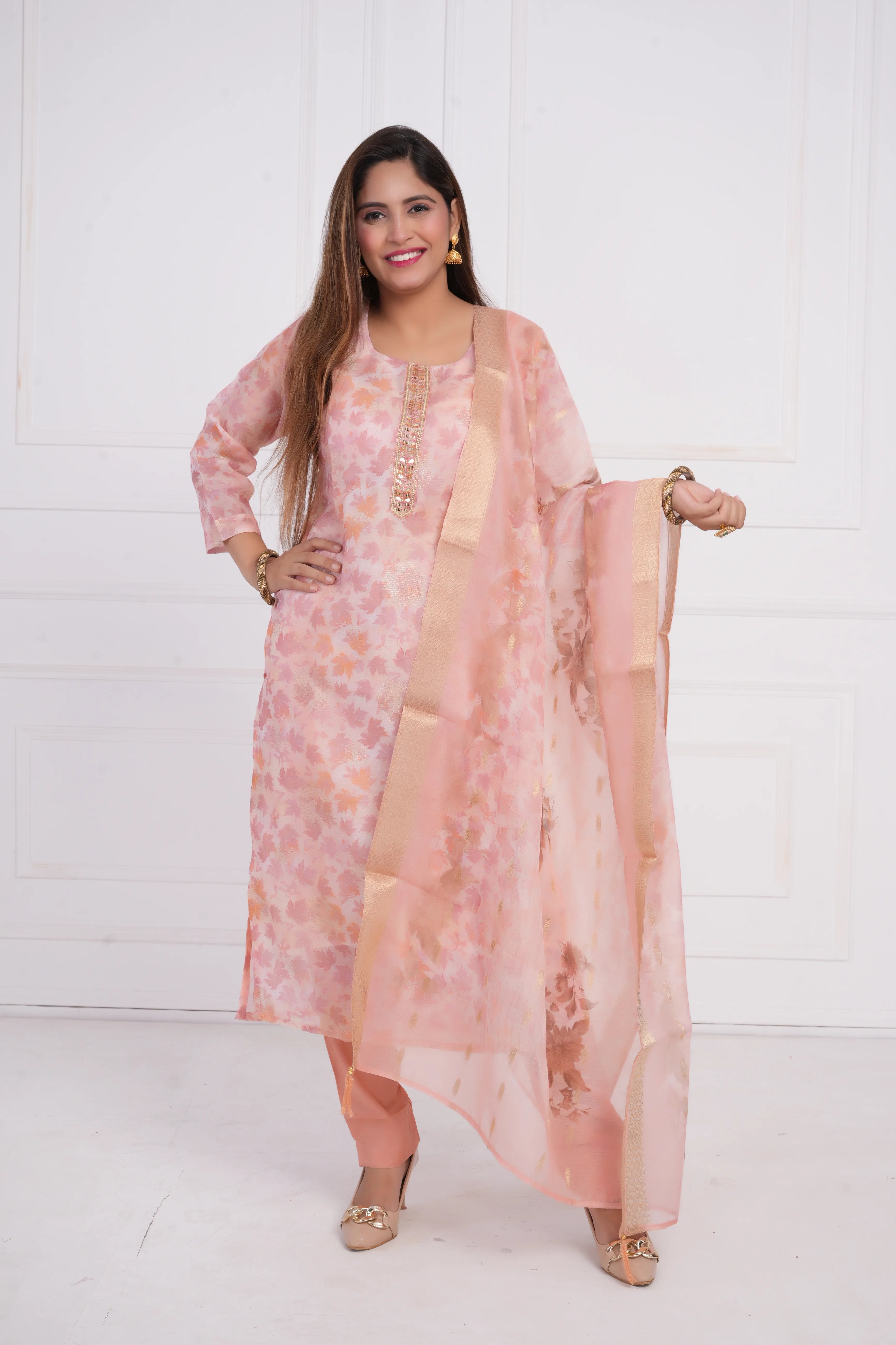 Women Ethnic Motifs Embroidered Kurta with Trouser & Dupatta