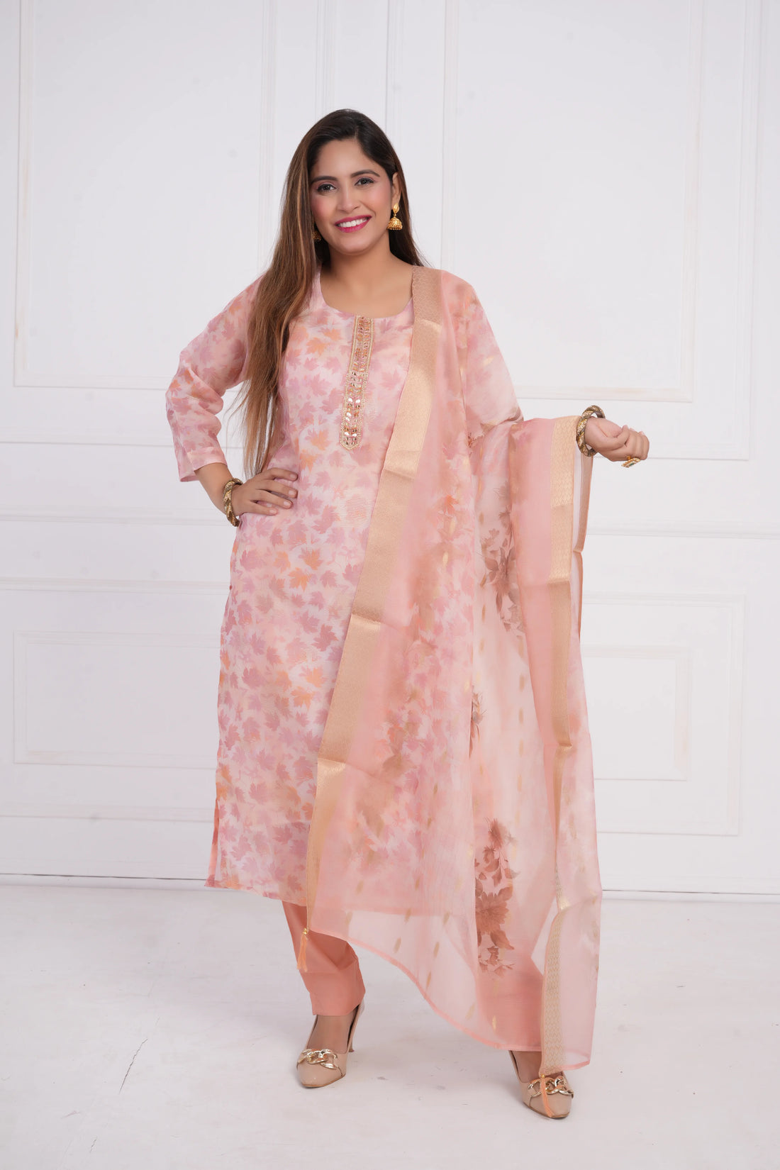 Women Ethnic Motifs Embroidered Kurta with Trouser & Dupatta