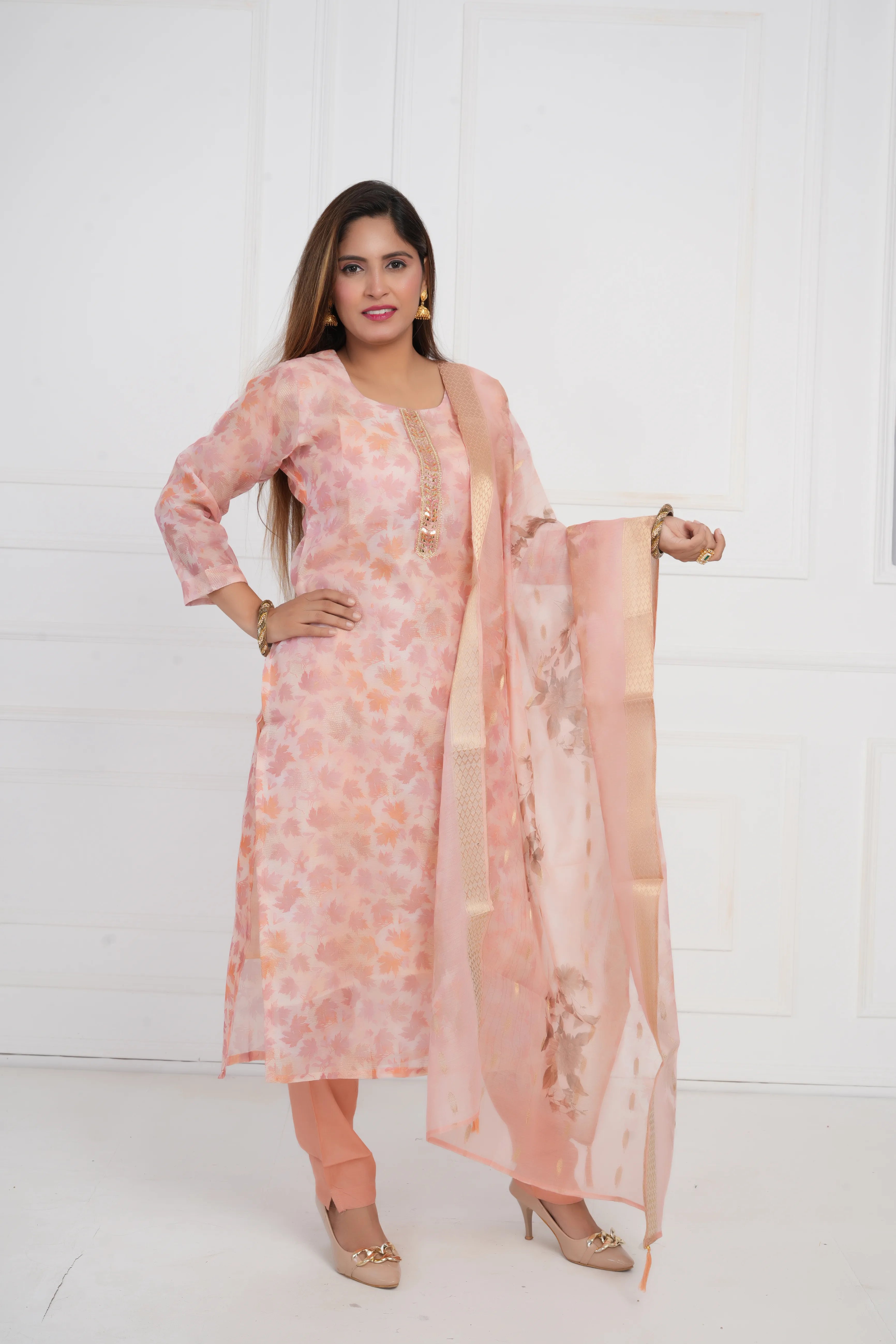 Women Ethnic Motifs Embroidered Kurta with Trouser & Dupatta