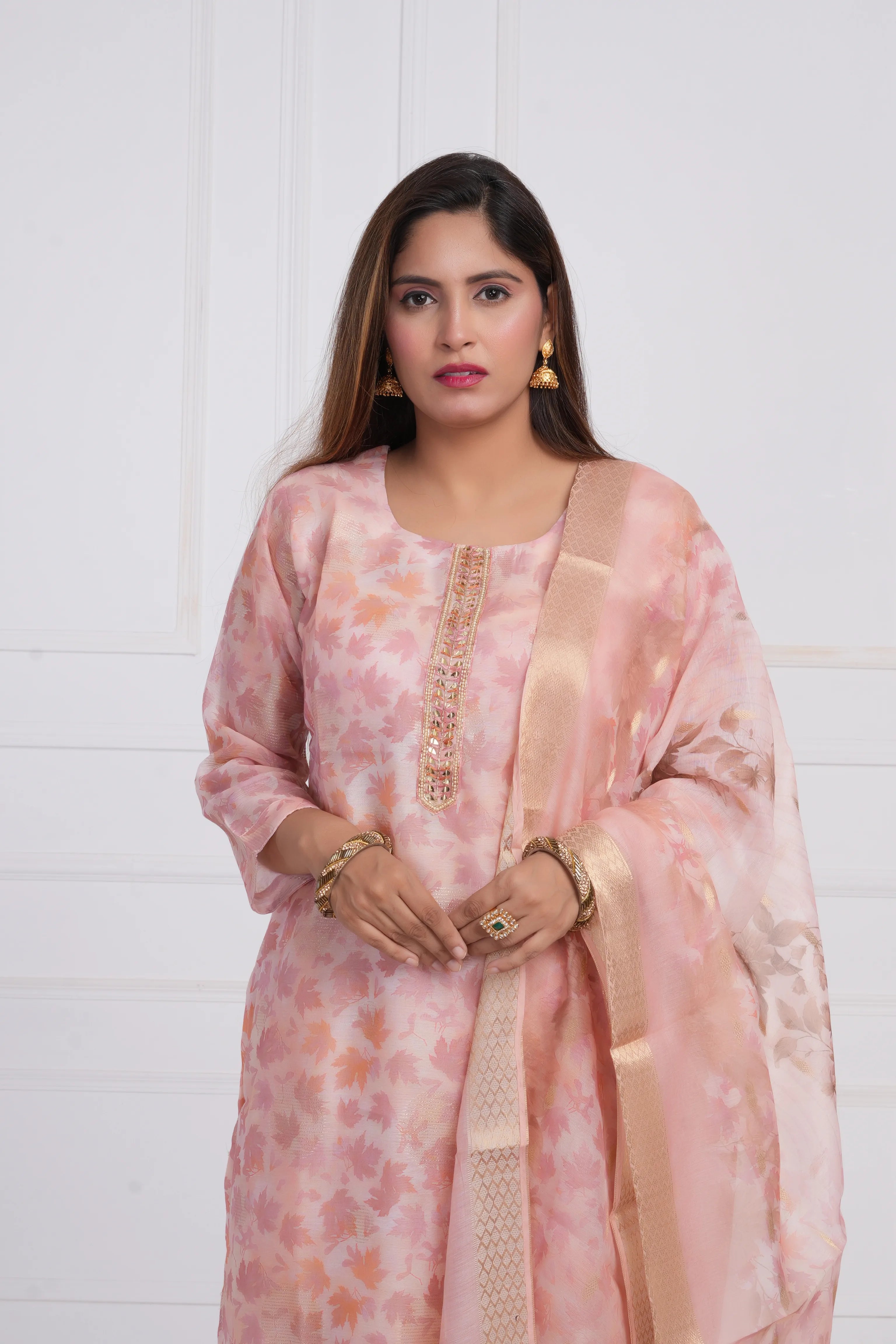 Women Ethnic Motifs Embroidered Kurta with Trouser & Dupatta